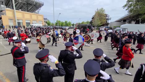 Official-prestigious-funeral-honors-marching-band-at-military-ceremony,-canada,-August,-31,-2021