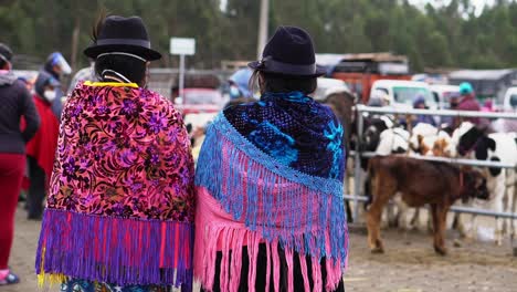 Un-Par-De-Mujeres-Con-Vestidos-Típicos-De-Ecuador-En-Un-Evento-De-Granja