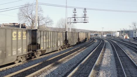 Largo-Tren-De-Carga-Que-Transporta-Materias-Primas-En-Góndolas