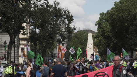 Eine-Große-Anzahl-Von-Menschen-Protestiert-Mit-Fahnen-Und-Plakaten,-Um-Eine-Lösung-Für-Ein-Problem-Zu-Finden