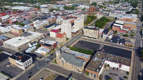 Drohnenaufnahmen-Aus-Der-Innenstadt-Von-Mansfield,-Ohio