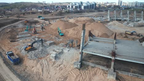 AERIAL:-Panoramic-View-of-Whole-Destruction-Site-of-National-Stadium-in-Vilnius