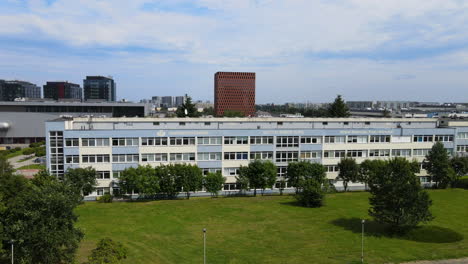 Mathematics,-Physics-and-Informatics-faculty-of-Gdansk-University,-drone-view-of-building