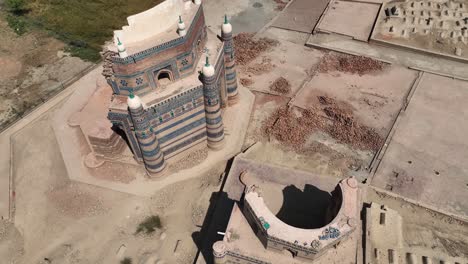 Aerial-View-Of-Baha'al-Halim-Tomb-In-Northwest-Corner-Of-Uch-Sharif-In-Punjab