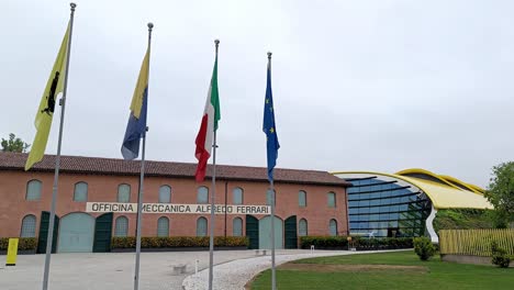 Entrance-to-Ferrari-Modena-Museum-where-famous-sports-Italian-cars-are-displayed