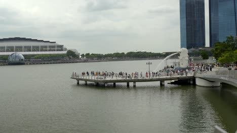 Merlion-Park-Singapur-Voller-Touristischer-Bucht-Marina