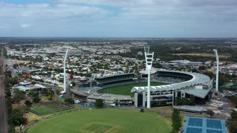 AERIAL-Kardinia-Park-Sporting-Stadium,-Geelong,-Australia