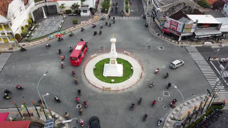 Yogyakarta,-Indonesia---2021,-4-June-:-Aerial-view-of-Tugu-Jogja-or-Yogyakarta-Monument,-Indonesia