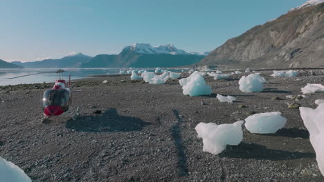 A-helicopter-arrives-for-an-expedition-to-the-frozen-Arctic-landscape