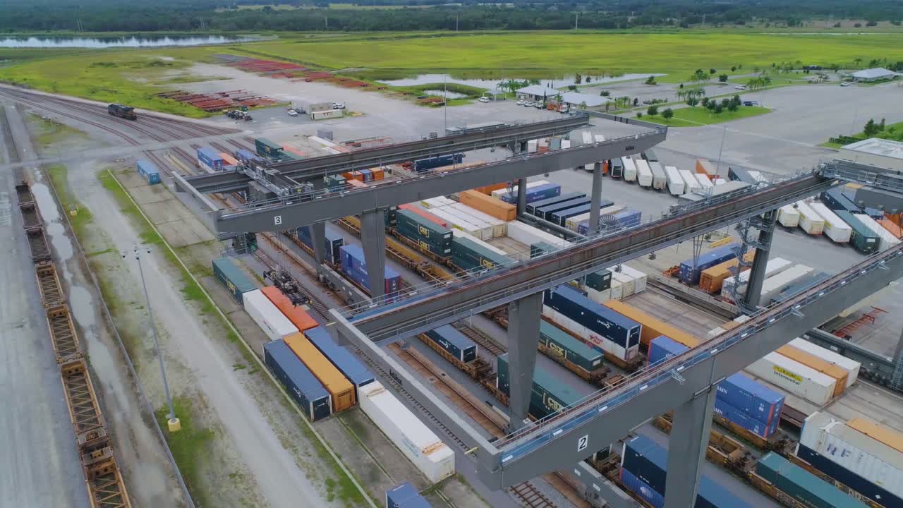 4K Drone Video Of Trains And Trucks At CSX Intermodal Train Yard In ...