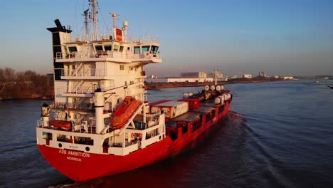 View-Of-Stern-Of-A2B-Ambition-Cargo-Vessel-Travelling-Along-Oude-Maas