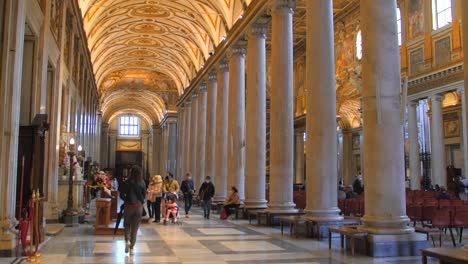 Static-shot-of-interior-of-Basilica-di-Santa-Maria-Maggiore-or-church-of-Santa-Maria-Maggiore-which-is-a-Papal-major-basilica-and-the-largest-Catholic-Marian-church-in-Rome,-Italy