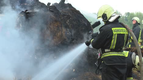 Feuerwehrmann-Löscht-Feuer-Mit-Dem-Schlauch