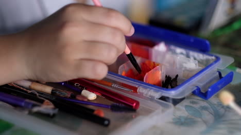 Chinese-Opera-Actor-Applies-Make-Up-Backstage