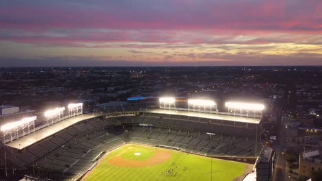 Aerial-footage-of-Wrigley-Field-in-Summer