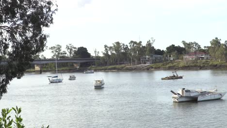 Boats-floating-in-the-Fitzroy-River,-Rockhampton