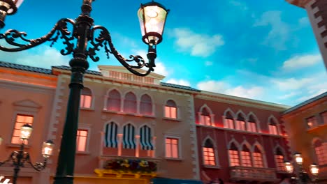 Shot-of-fake-painted-blue-cloudy-sky-inside-The-Venetian-Hotel-and-Casino-in-Las-Vegas,-Nevada,-USA