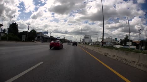 This-is-a-time-lapse-with-an-action-camera-mounted-in-front-of-the-truck,-driving-from-Pranburi-to-Hua-Hin-and-Hua-Hin-to-Bangkok-on-Phet-Kasem-Road