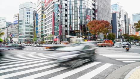 Timelapse-En-El-Distrito-De-Ginza-En-Tokio,-Japón