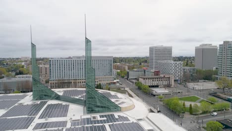 Historic-aerial-footage-of-Oregon-Convention-Center-with-empty-streets-due-to-the-COVID-19-pandemic