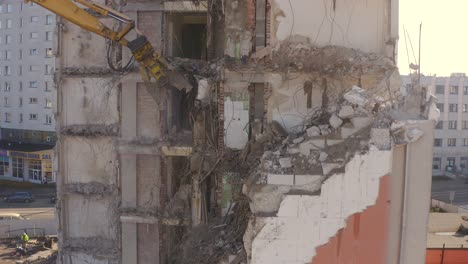 Fly-high-shot-of-demolishing-apartment-work-in-progress