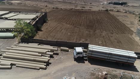 Cement-manufacturing-plant-during-under-construction,-Aerial