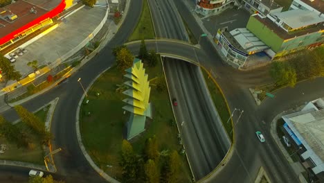 spectacular-aerial-view-with-drone,-of-the-Araucarias-roundabout-of-Xalapa,-Veracruz,-Mexico