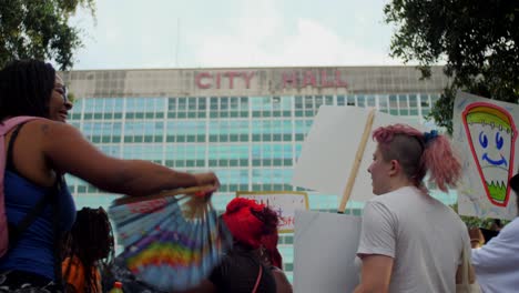 Protesters-Outside-City-Hall-Moving-Chanting-New-Orleans