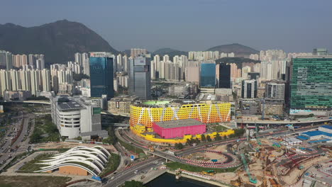 Drohnen-Luftaufnahme-Von-Hongkong,-Kowloon-Bay,-Bezirk-Kai-Tak