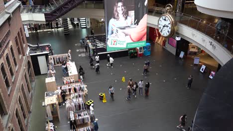 Iconic-Melbourne-Central-Station-Covid-19-New-Normal,-less-crowded-in-retail-industry,-Victoria-Australia