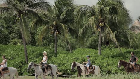 Familia-Caucásica-A-Caballo-En-Una-Isla