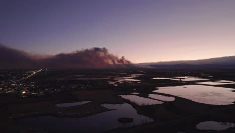 Drone-Aerial-View-Of-Marshall-Fire-In-Boulder-County,-Colorado-Wildfire-Smoke-At-Evening-Time