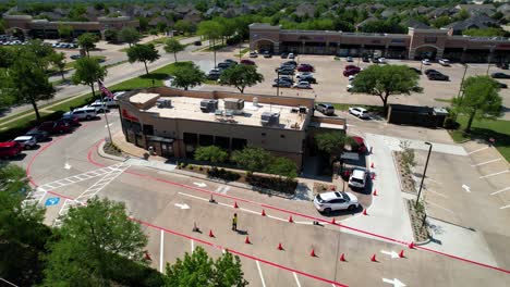 Aerial-footage-of-Chick-fil-A-in-Flowermound-Texas