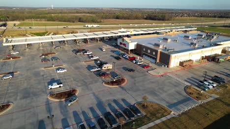 Aerial-footage-of-the-Melissa-Buc-ees-located-in-Melissa-Texas