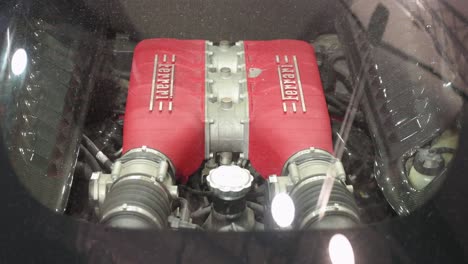 Italian-luxury-sport-car-manufacturer-Ferrari-engine-seen-on-a-GT-Ferrari-458-luxury-supercar-during-the-International-Motor-Expo-in-Hong-Kong