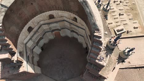 Aerial-Overhead-View-Of-Ruin-Tomb-At-Uch-Sharif