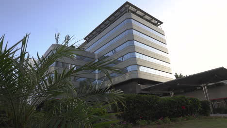 Low-angle-view-of-the-Banque-Centrale-Populaire-company-headquarters-building-in-Casablanca-before-sunset