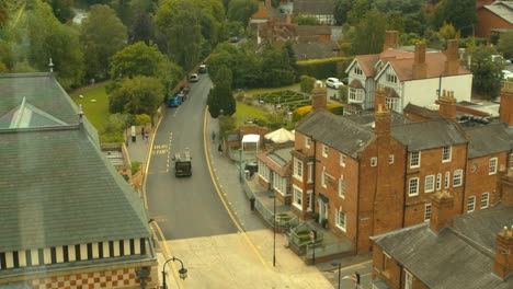 Aerial-view-of-the-street,-Stratford-upon-Avon,-Warwickshire,-England