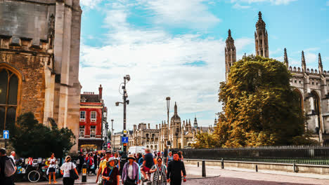 Cambridge-England,-circa-:-timelapse-Market-square-and-St