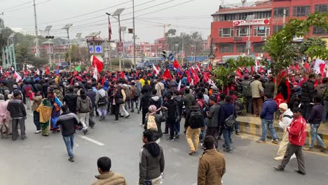 Kathmandu,-Nepal---10.-Februar-2021:-Eine-Politische-Kundgebung-Der-Kommunistischen-Partei-Während-Der-Wahlzeit-In-Der-Stadt-Kathmandu,-Nepal