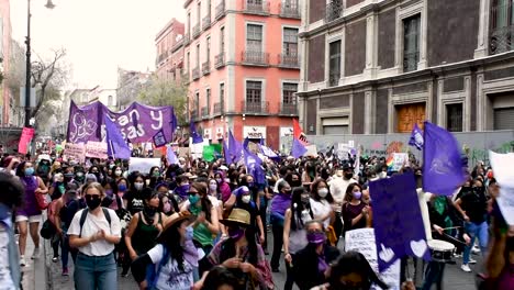 Feminist-march-against-gender-violence,-March-8-in-Mexico-City-thousands-of-women-protest-in-the-streets-for-safety-and-better-living-conditions