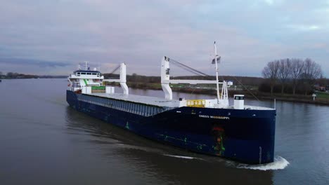 Starboard-View-Of-Onego-Mississippi-Ship-Navigating-Oude-Maas