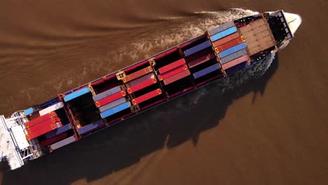 Aerial-Birds-Eye-View-Over-WEC-de-Hoogh-Cargo-Ship-Along-Oude-Maas