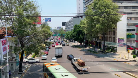 Morning-Traffic-Congestion-Along-Avienda-Patriotismo-In-Mexico-City