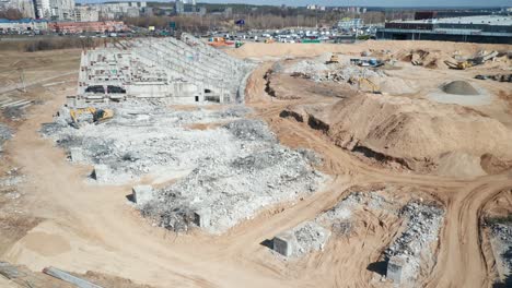 AERIAL:-Piles-of-Steel-Bars-Laying-near-National-Stadium-in-Vilnius