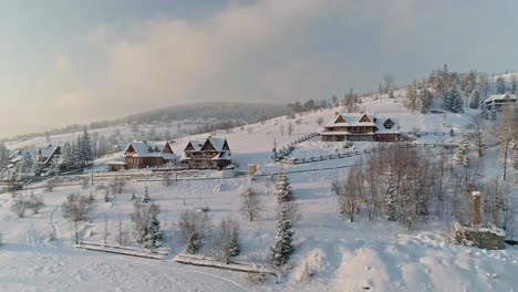 Snow-Covered-House-Structures-During-Winter-At-Zakopane-Town-In-South-Poland