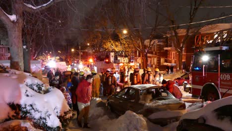 Emergency-vehicles,-personnel-at-an-incident-at-night,-Montreal,-Canada