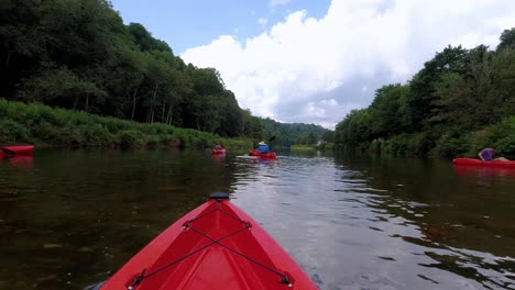 Kayak-A-Lo-Largo-Del-Nuevo-Río-En-El-Condado-De-Ashe,-Carolina-Del-Norte,-Cerca-De-West-Jefferson,-Carolina-Del-Norte,-Cerca-De-Boone,-Carolina-Del-Norte