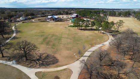 Luftvideo-Von-Splash-Pad-Im-Double-Tree-Ranch-Park-Im-Highland-Village,-Texas