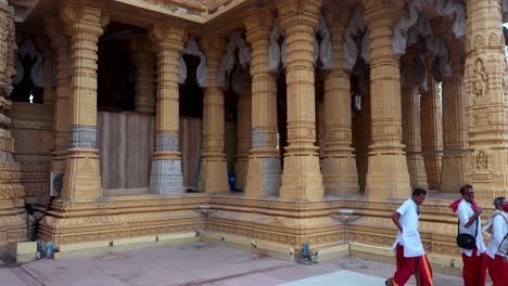 View-of-a-priest-walking-out-of-the-Somnath-mandir-during-evening-time